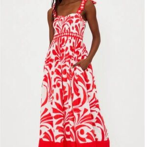 Beach Riot Red and White Floral Maxi Dress
